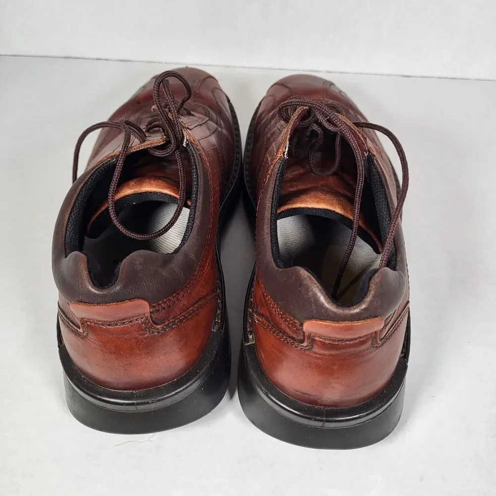 Ecco Men's 43 9/9.5 Light Shock Point Brown Leather Oxford Dress Shoes‎